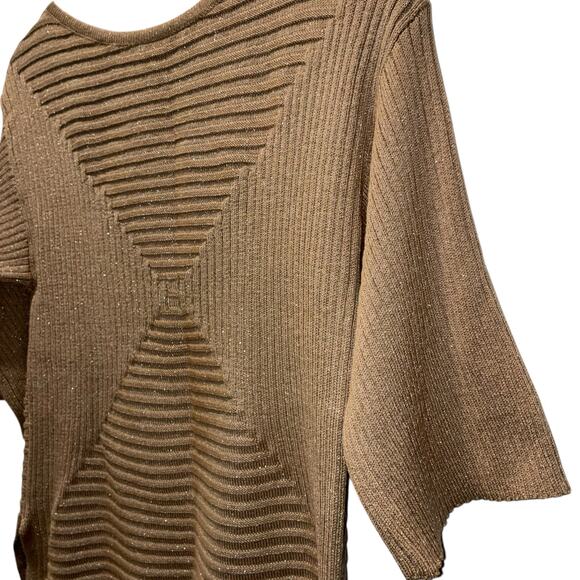 Dana Buchman Sweater 1/2 Sleeve Knit Tan Gold Shimmer Womens Size Small NWT NEW - Picture 4 of 9